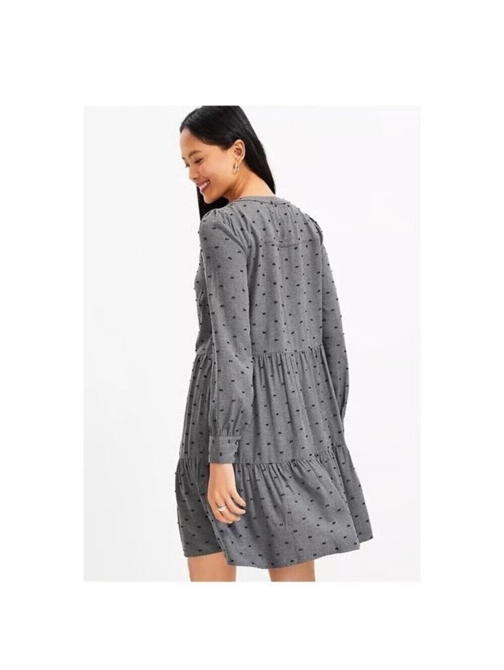 Loft NWT Women's Gray Tiered Shirt Dress Size M